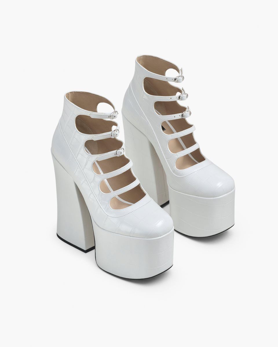 Marc Jacobs The Croc Embossed Kiki Ankle Boot White | 51JOSMKPU