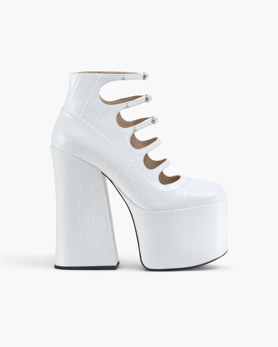 Marc Jacobs The Croc Embossed Kiki Ankle Boot White | 51JOSMKPU