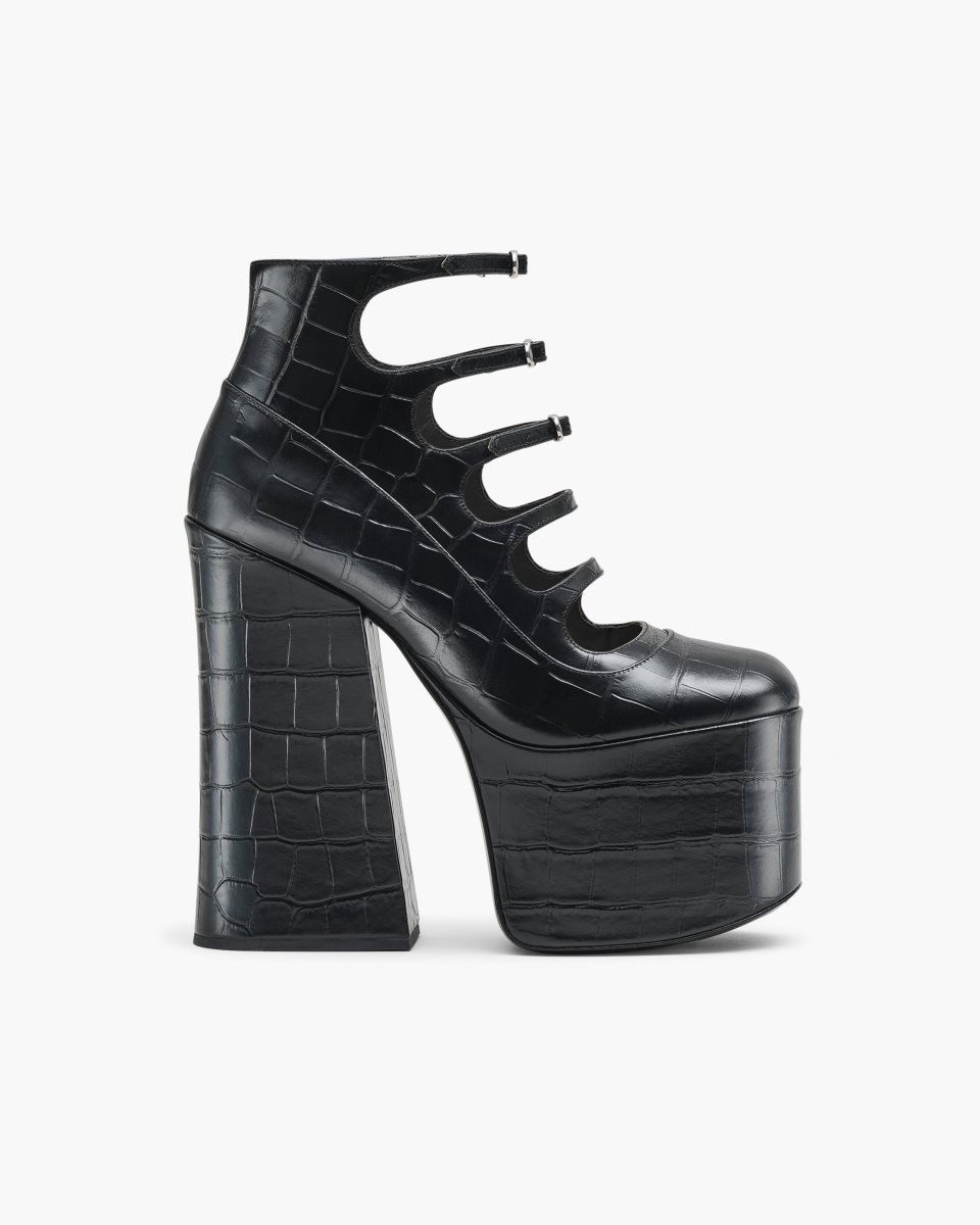 Marc Jacobs The Croc Embossed Kiki Ankle Boot Black | 84BMXFWON