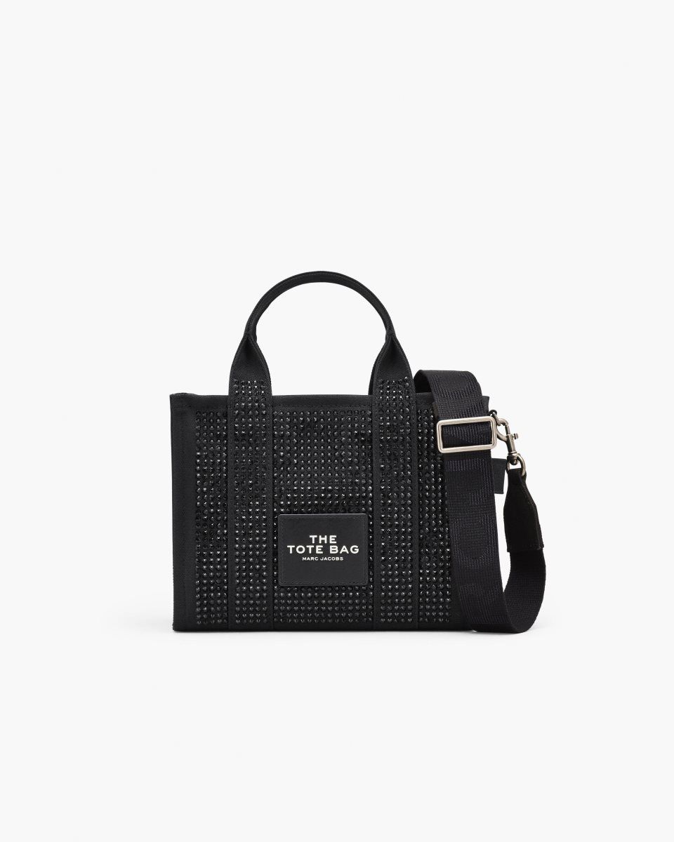 Marc Jacobs The Crystal Canvas Small Tote Bag Black | 97PQYRMXD