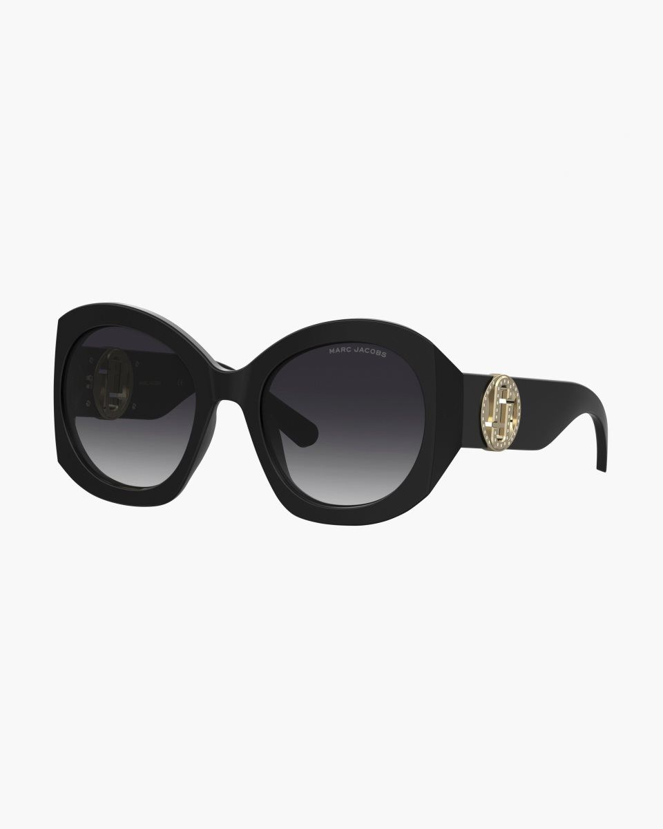 Marc Jacobs The Crystal J Marc Oversized Sunglasses Black | 07MIOBVNY