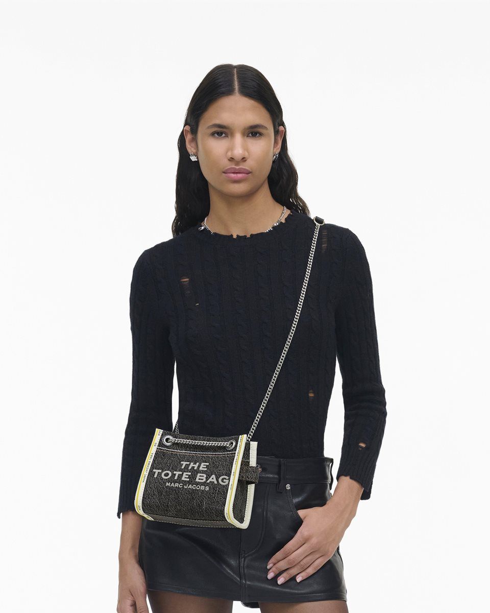 Marc Jacobs The Denim Chain Crossbody Tote Bag Black Wash | 54FALOMJD