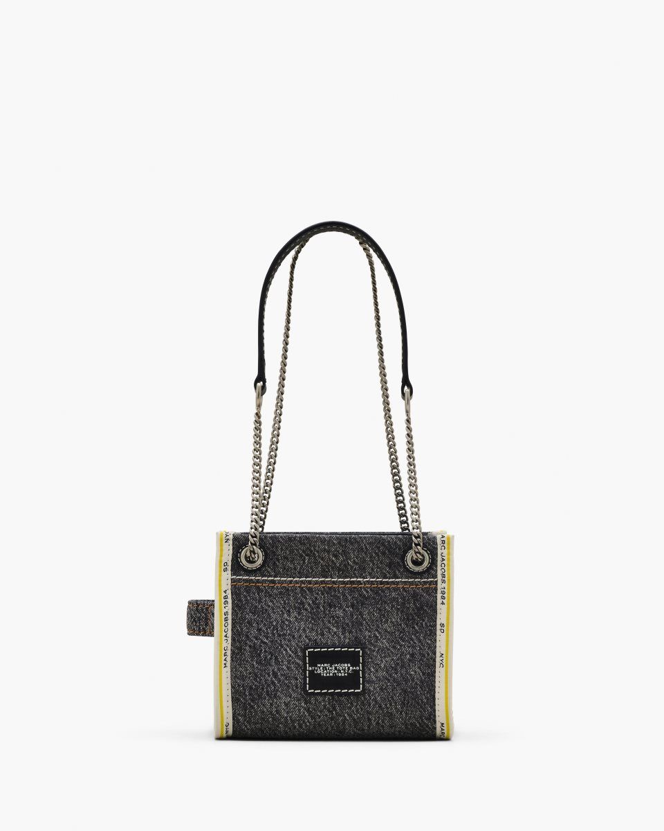 Marc Jacobs The Denim Chain Crossbody Tote Bag Black Wash | 54FALOMJD