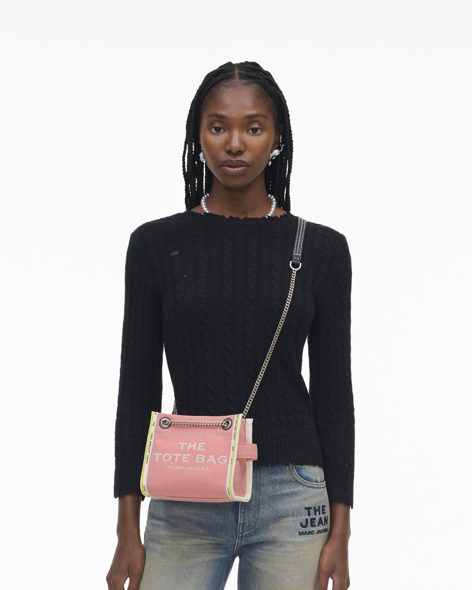 Marc Jacobs The Denim Chain Crossbody Tote Bag Pink | 35OKSHGIT