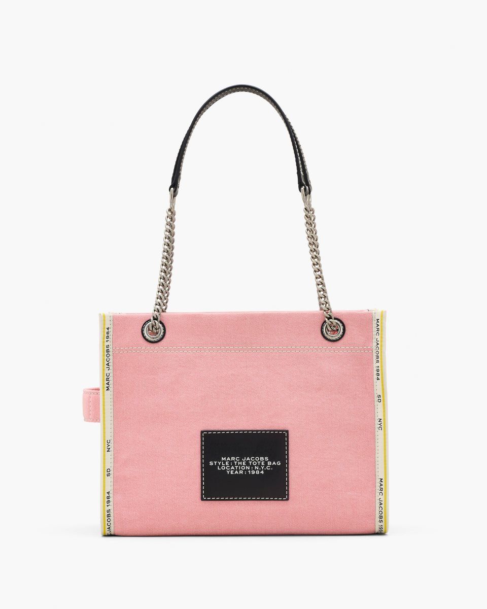 Marc Jacobs The Denim Chain Medium Tote Bag Pink | 41CAZSHDQ