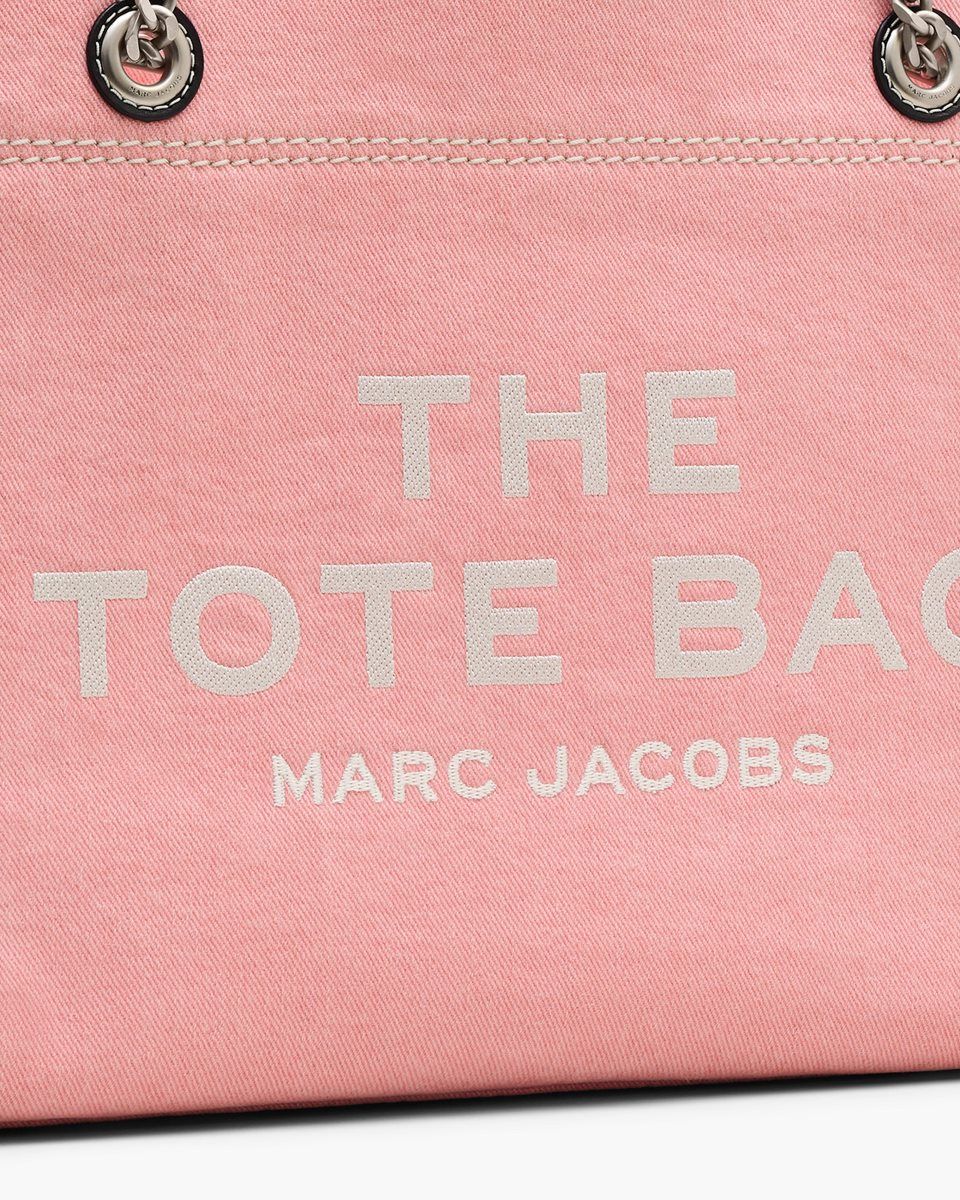 Marc Jacobs The Denim Chain Medium Tote Bag Pink | 41CAZSHDQ