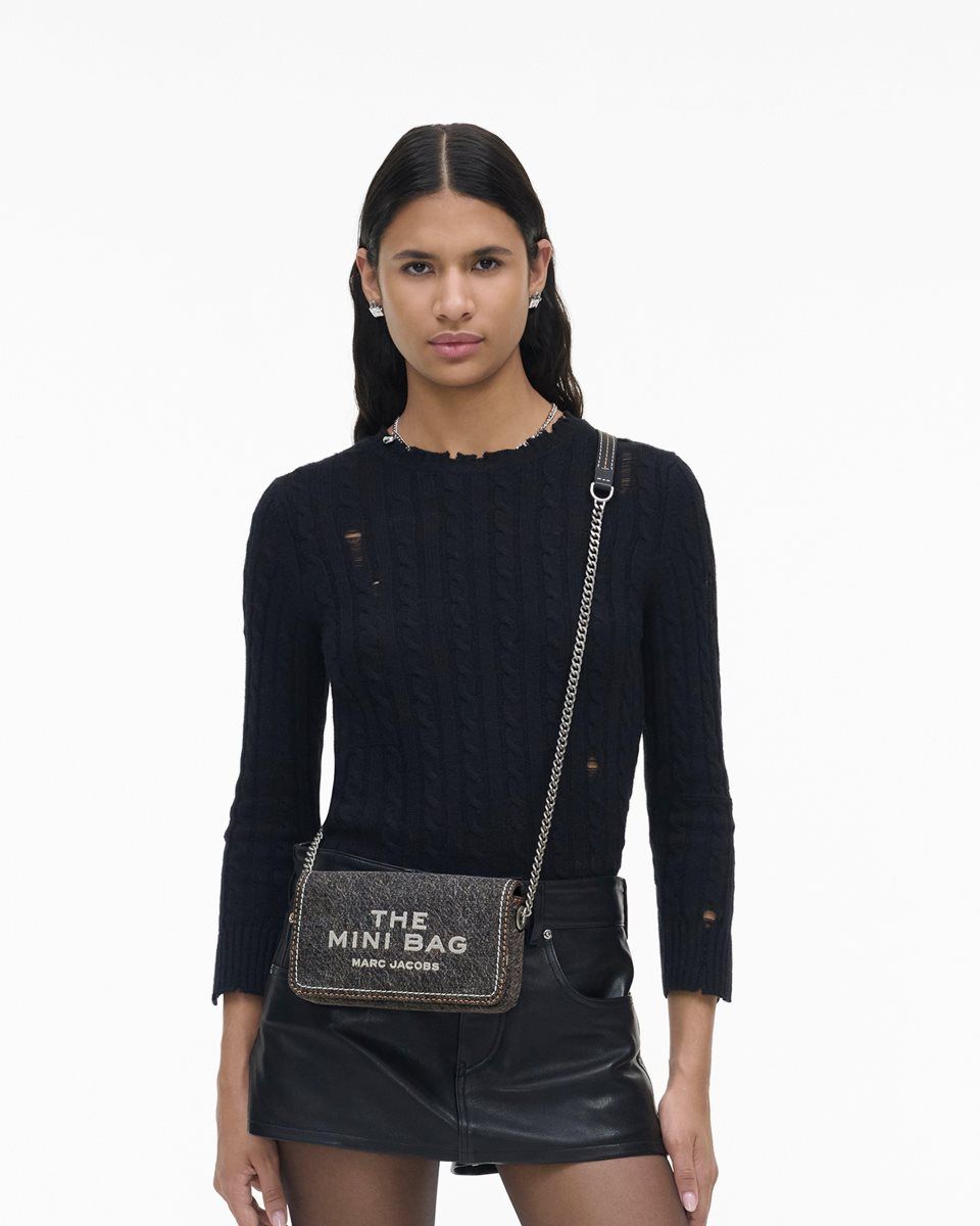 Marc Jacobs The Denim Chain Mini Bag Black Wash | 47XJELIFN