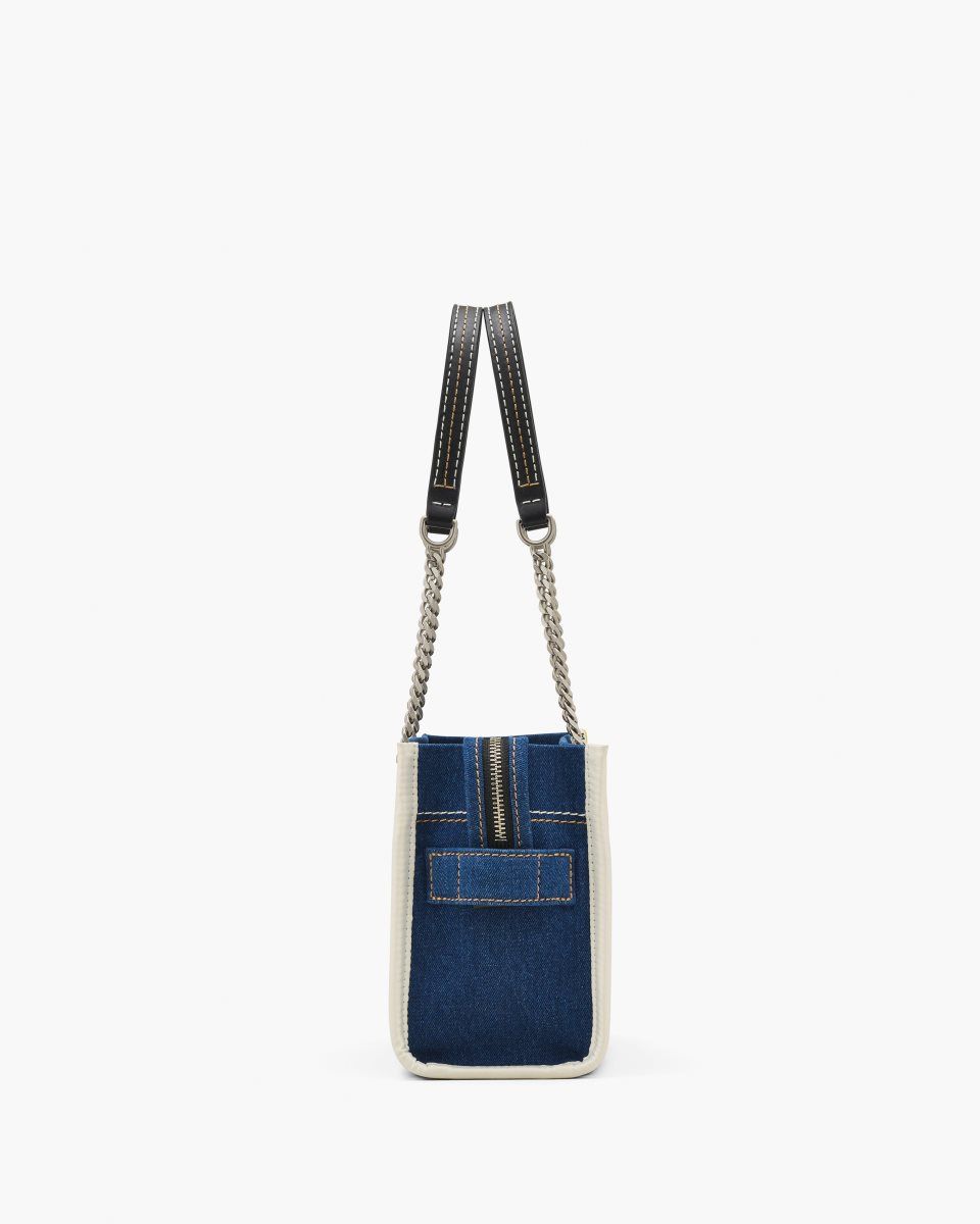 Marc Jacobs The Denim Chain Small Tote Bag Dark Wash | 85ELMVXPJ