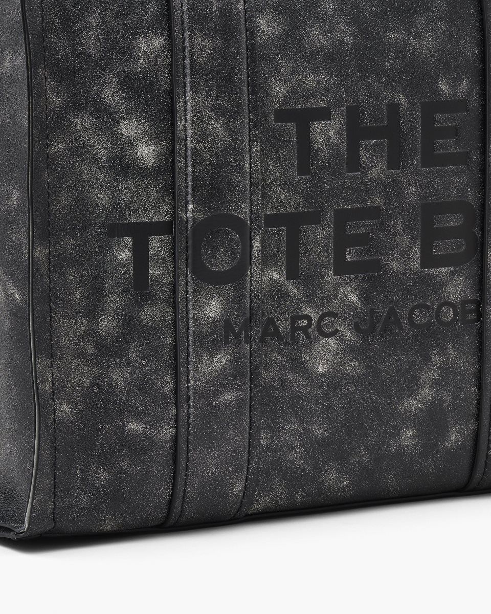 Marc Jacobs The Distressed Leather Medium Tote Bag Black | 14UEDBTJN