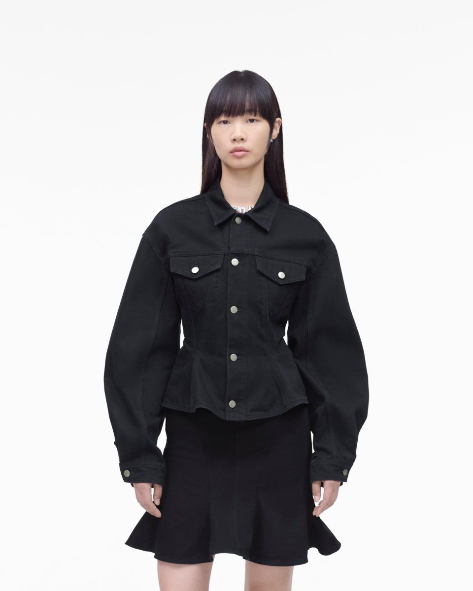 Marc Jacobs The Fluted Denim Jacket Black | 74SCUDYJL