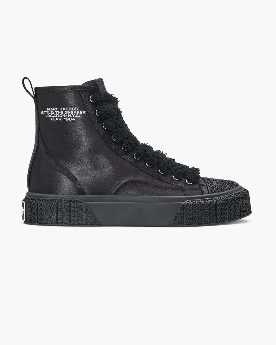 Marc Jacobs The High Top Satin Sneaker Black | 06APYDGWE