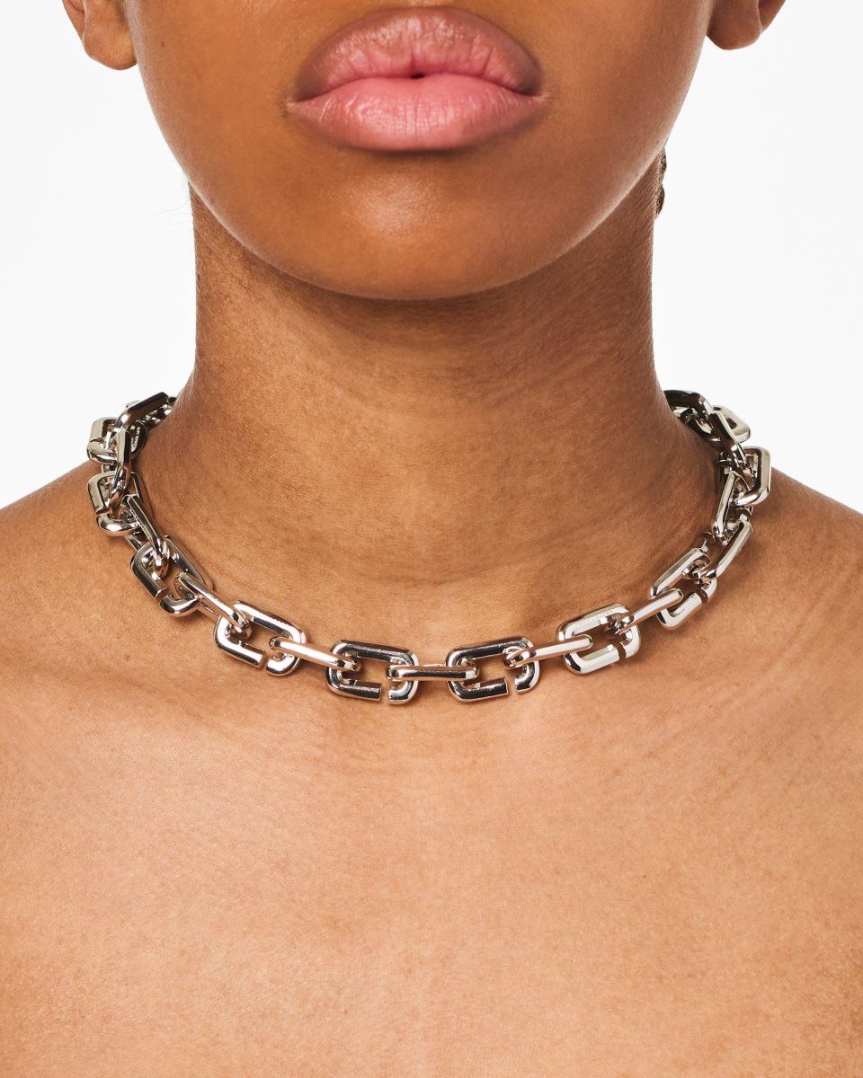 Marc Jacobs The J Marc Chain Link Necklace Silver | 92LUSBAVM