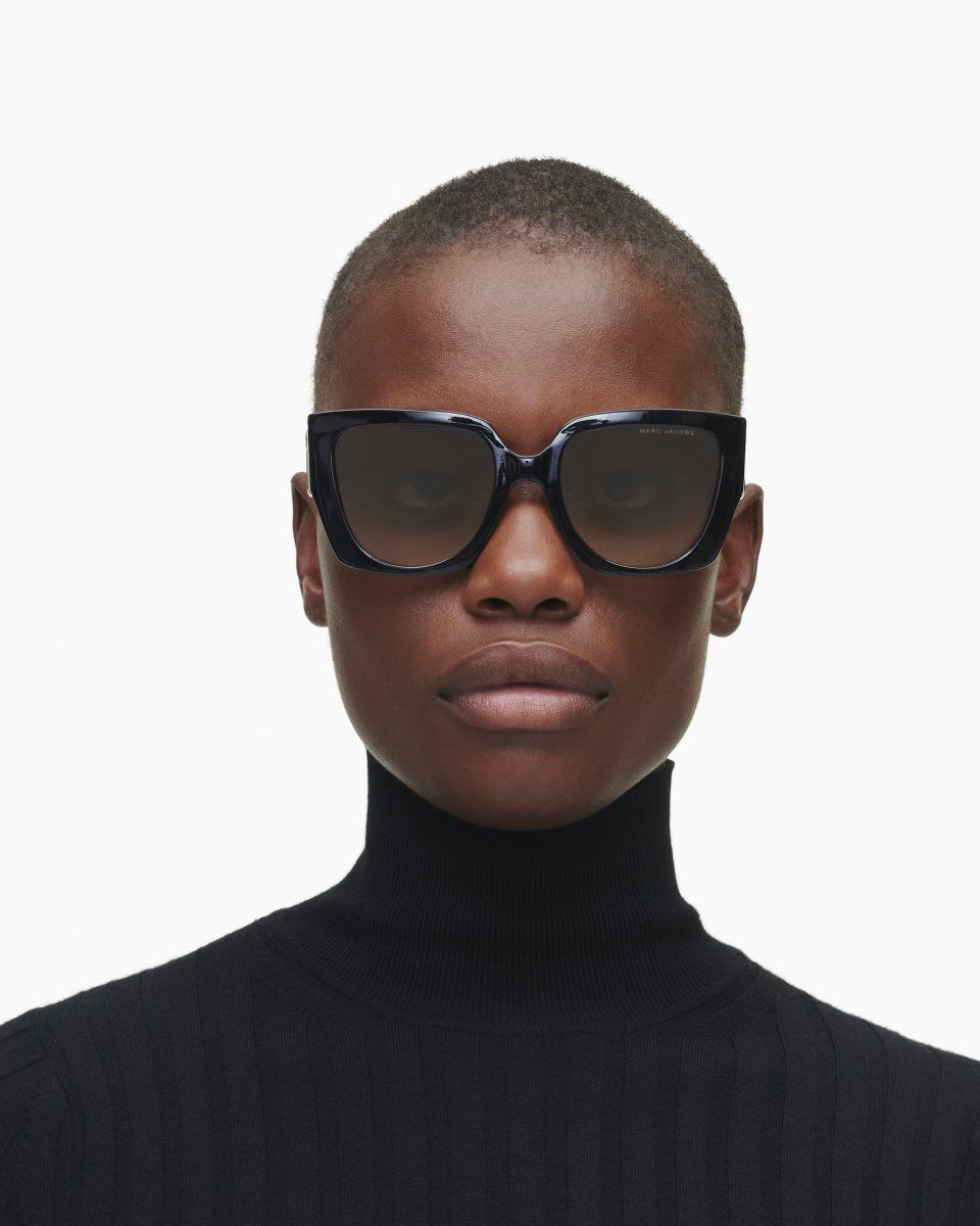 Marc Jacobs The J Marc Square Cutout Sunglasses Black | 98SYLJEFT