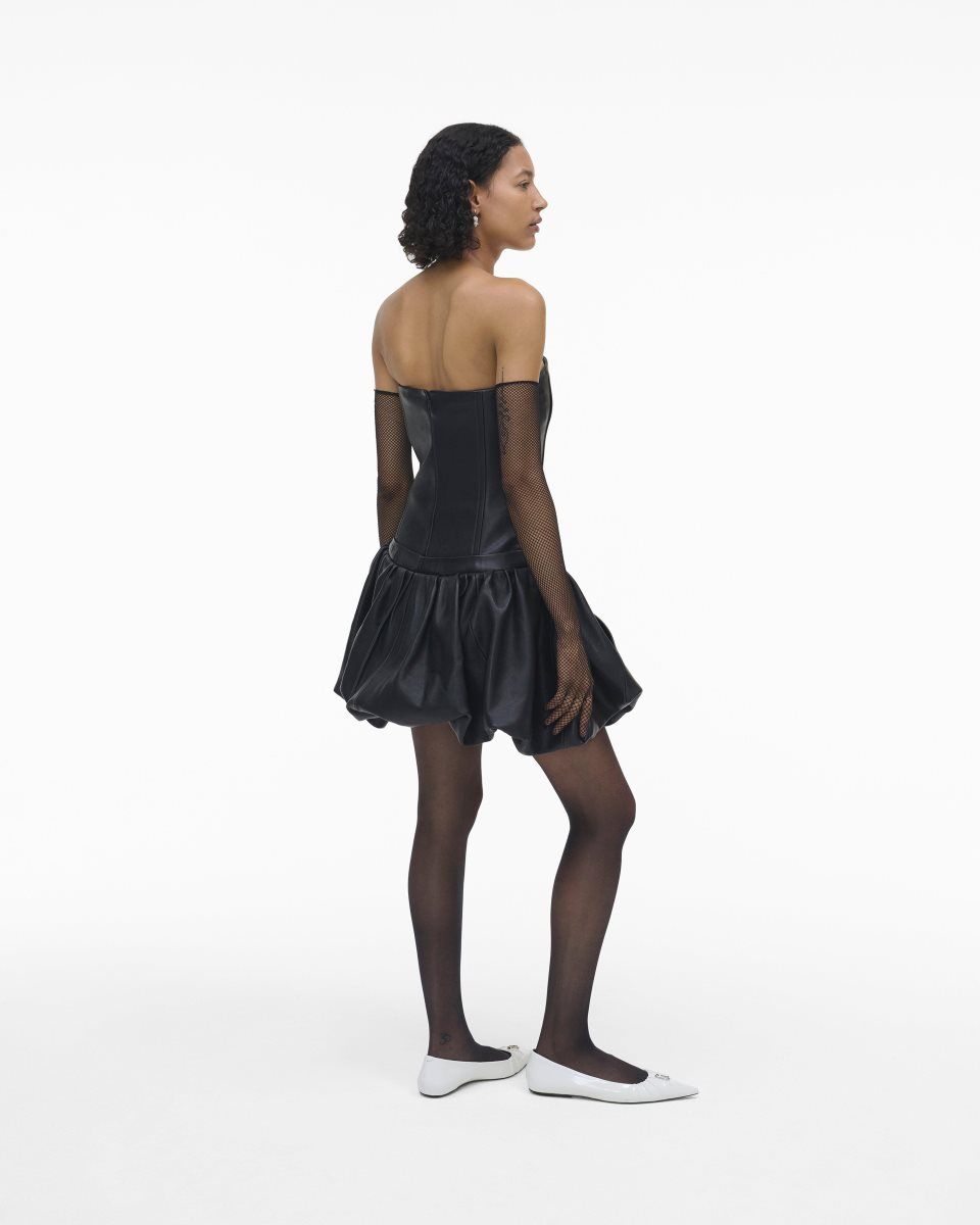 Marc Jacobs The Leather Bubble Dress Black | 62ZUCDAHI