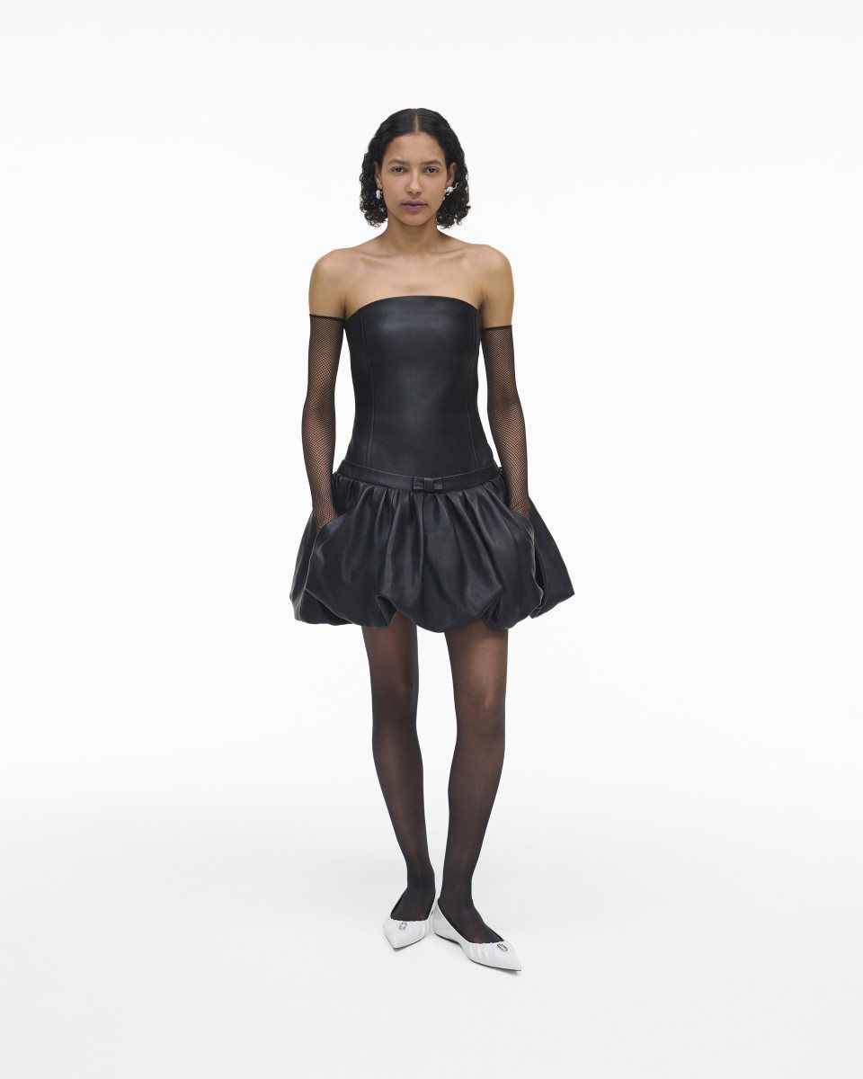 Marc Jacobs The Leather Bubble Dress Black | 62ZUCDAHI