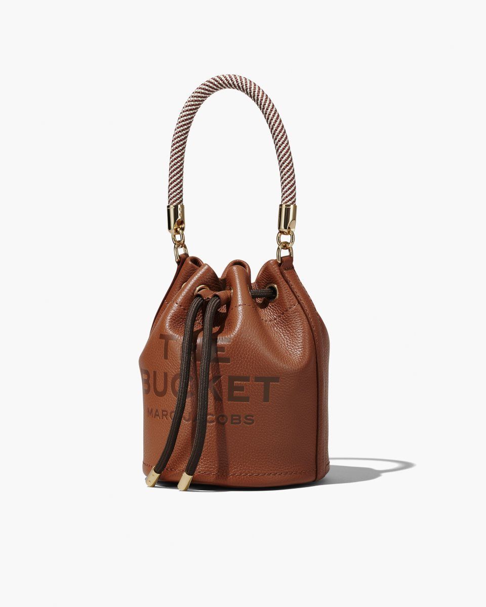 Marc Jacobs The Leather Bucket Bag Argan Oil | 98UDFKSRI