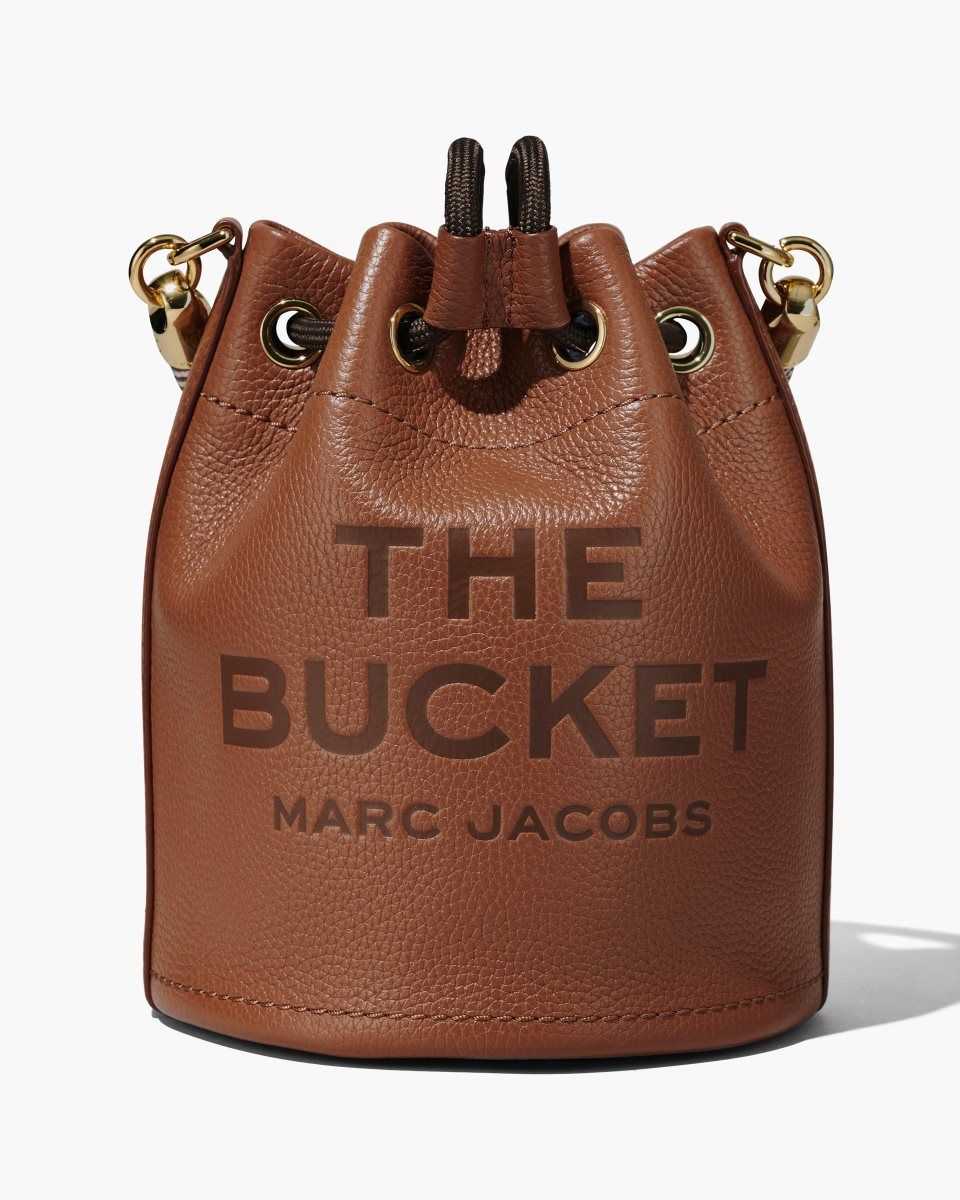 Marc Jacobs The Leather Bucket Bag Argan Oil | 98UDFKSRI