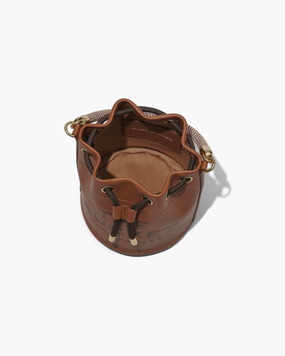 Marc Jacobs The Leather Bucket Bag Argan Oil | 98UDFKSRI