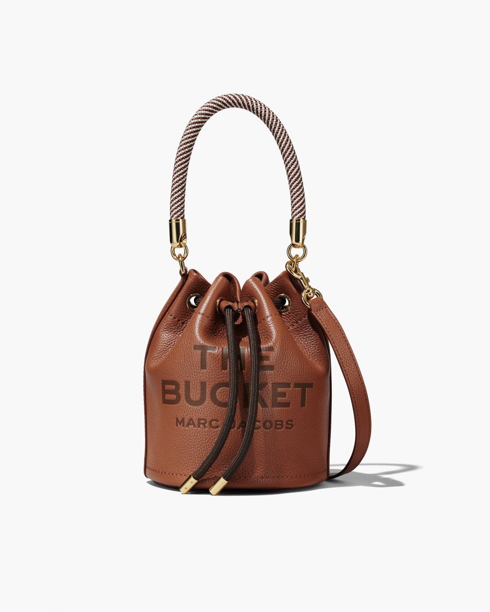 Marc Jacobs The Leather Bucket Bag Argan Oil | 98UDFKSRI