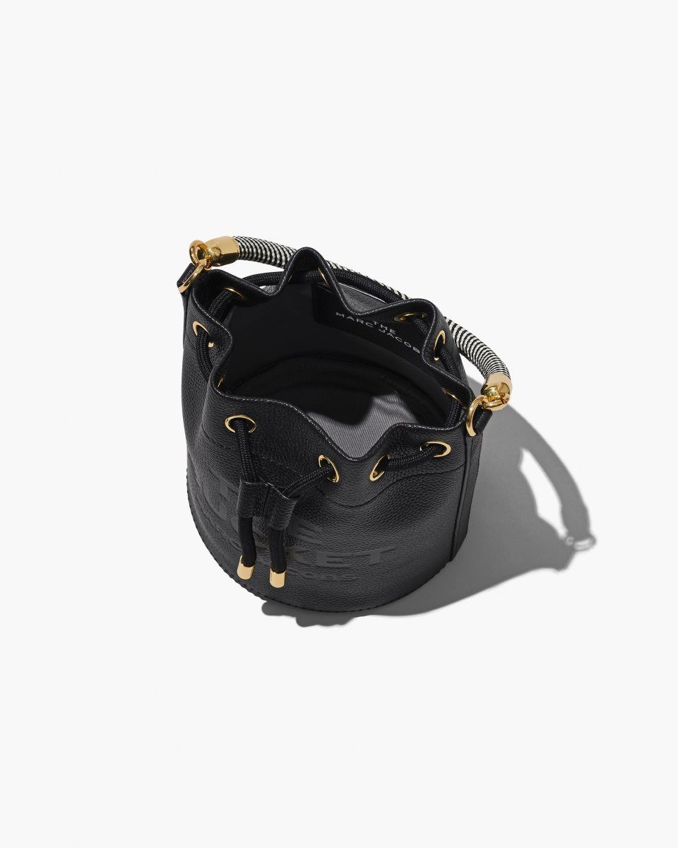 Marc Jacobs The Leather Bucket Bag Black | 60BPOWZFY