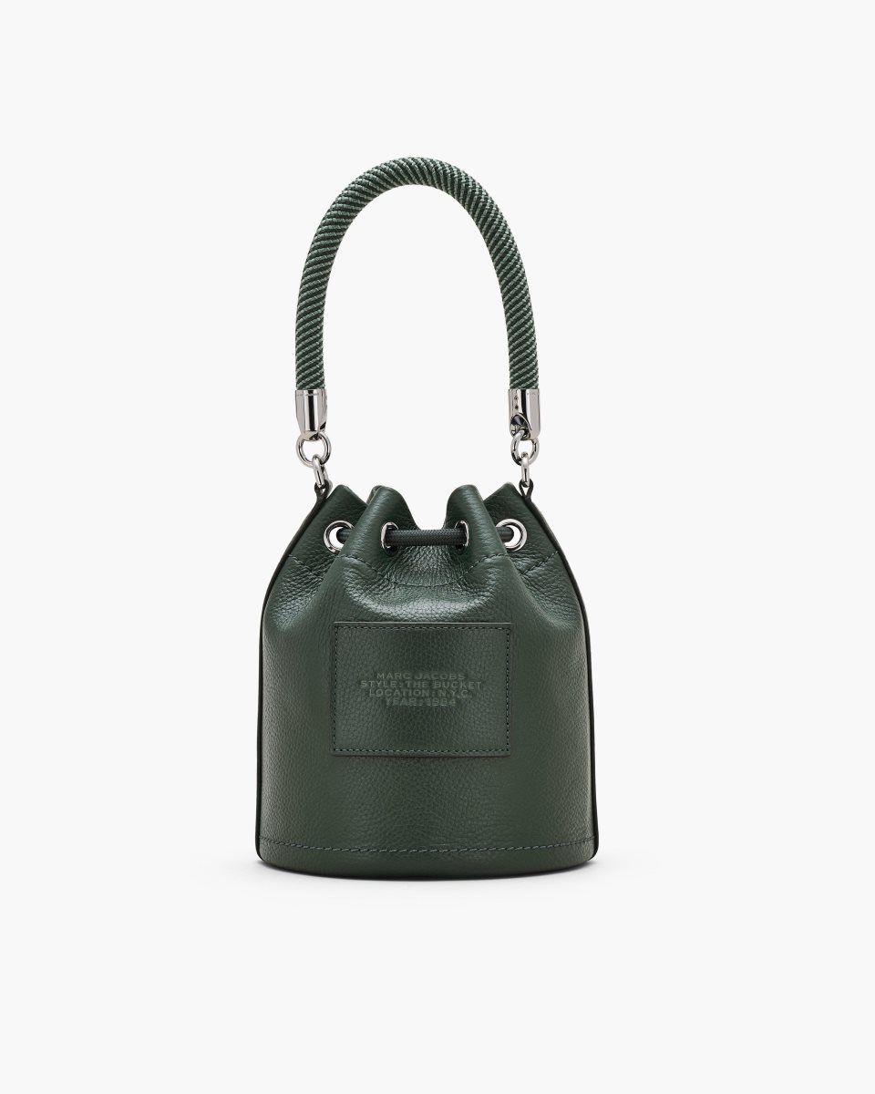 Marc Jacobs The Leather Bucket Bag Dark Green | 42ECPXMUA