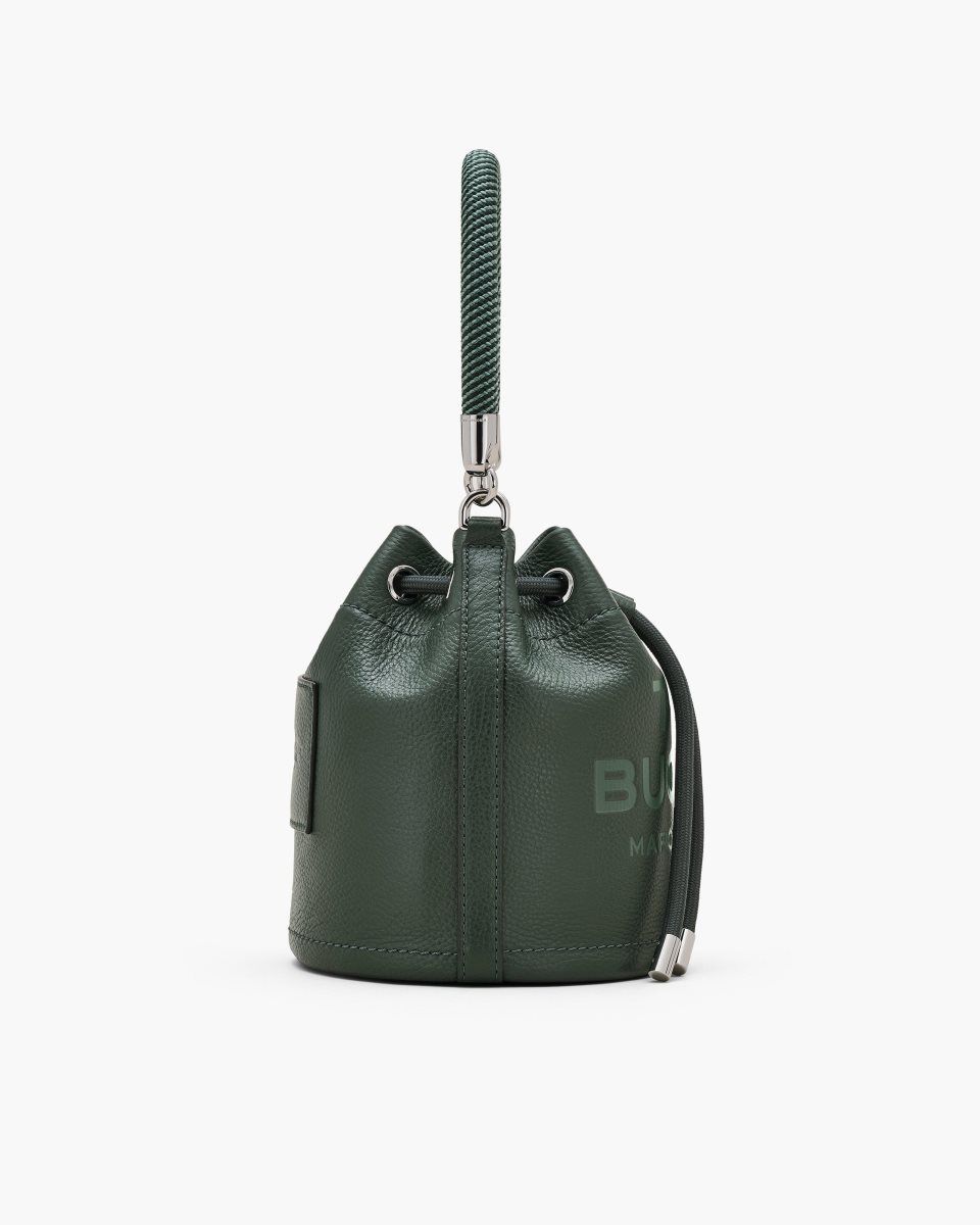 Marc Jacobs The Leather Bucket Bag Dark Green | 42ECPXMUA