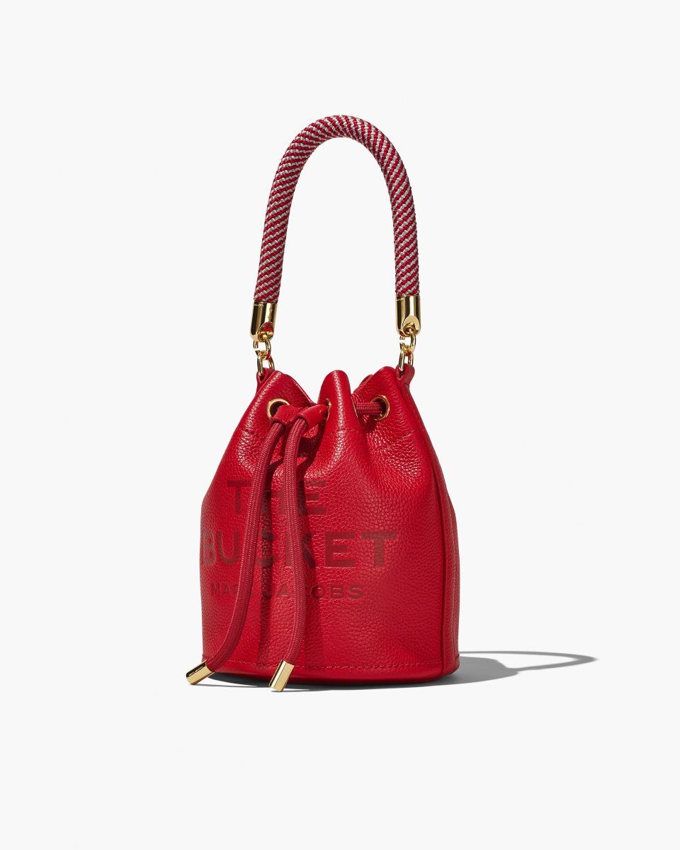 Marc Jacobs The Leather Bucket Bag Red | 96PYBADJL