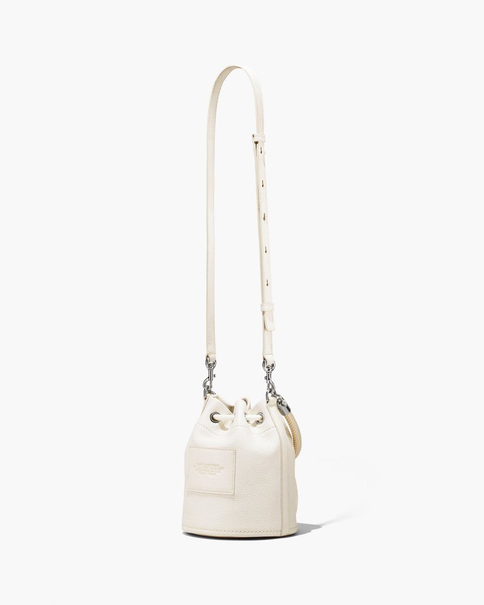 Marc Jacobs The Leather Bucket Bag Silver | 30ZNKOEJR