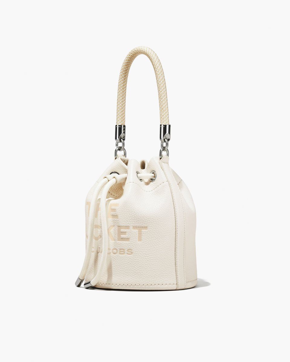 Marc Jacobs The Leather Bucket Bag Silver | 30ZNKOEJR