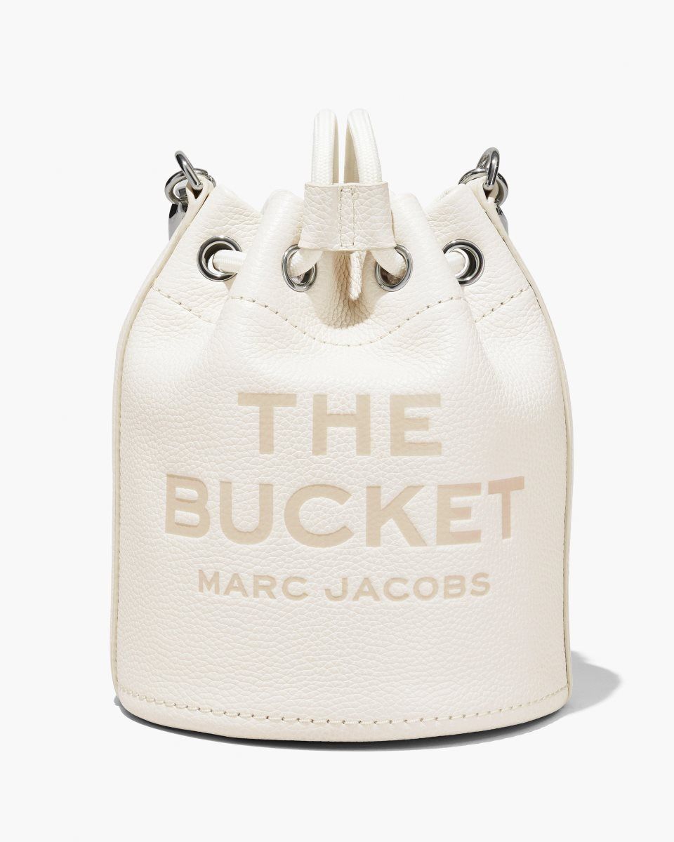 Marc Jacobs The Leather Bucket Bag Silver | 30ZNKOEJR