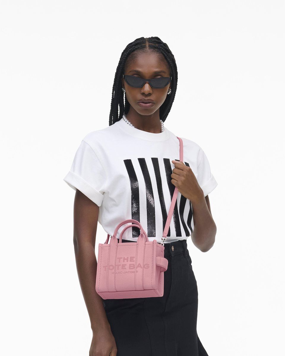 Marc Jacobs The Leather Crossbody Tote Bag Pink | 80JHCTRFQ