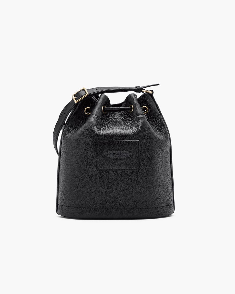 Marc Jacobs The Leather Large Bucket Bag Black | 32GCQFNOU