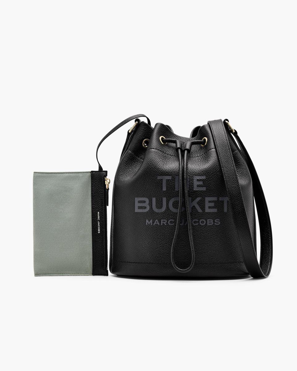 Marc Jacobs The Leather Large Bucket Bag Black | 32GCQFNOU