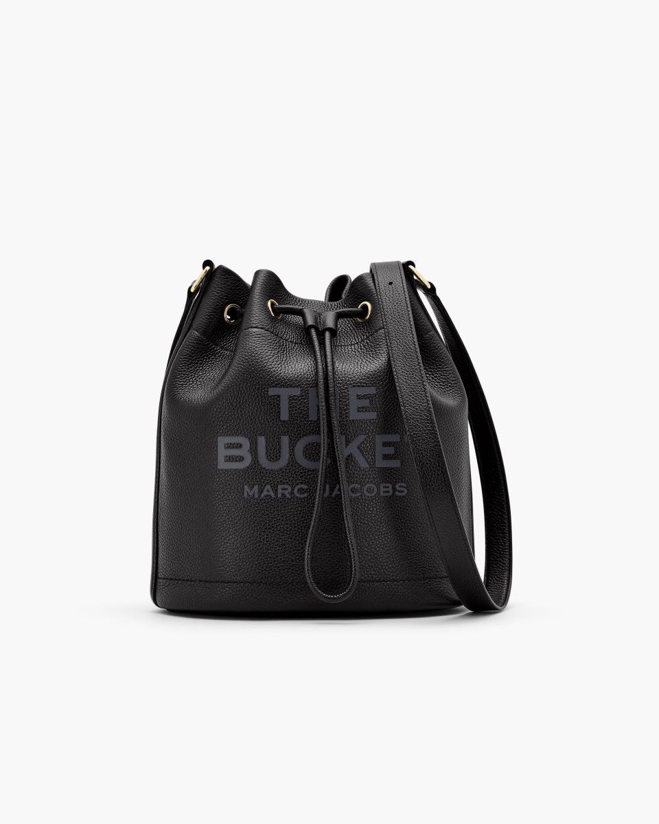 Marc Jacobs The Leather Large Bucket Bag Black | 32GCQFNOU