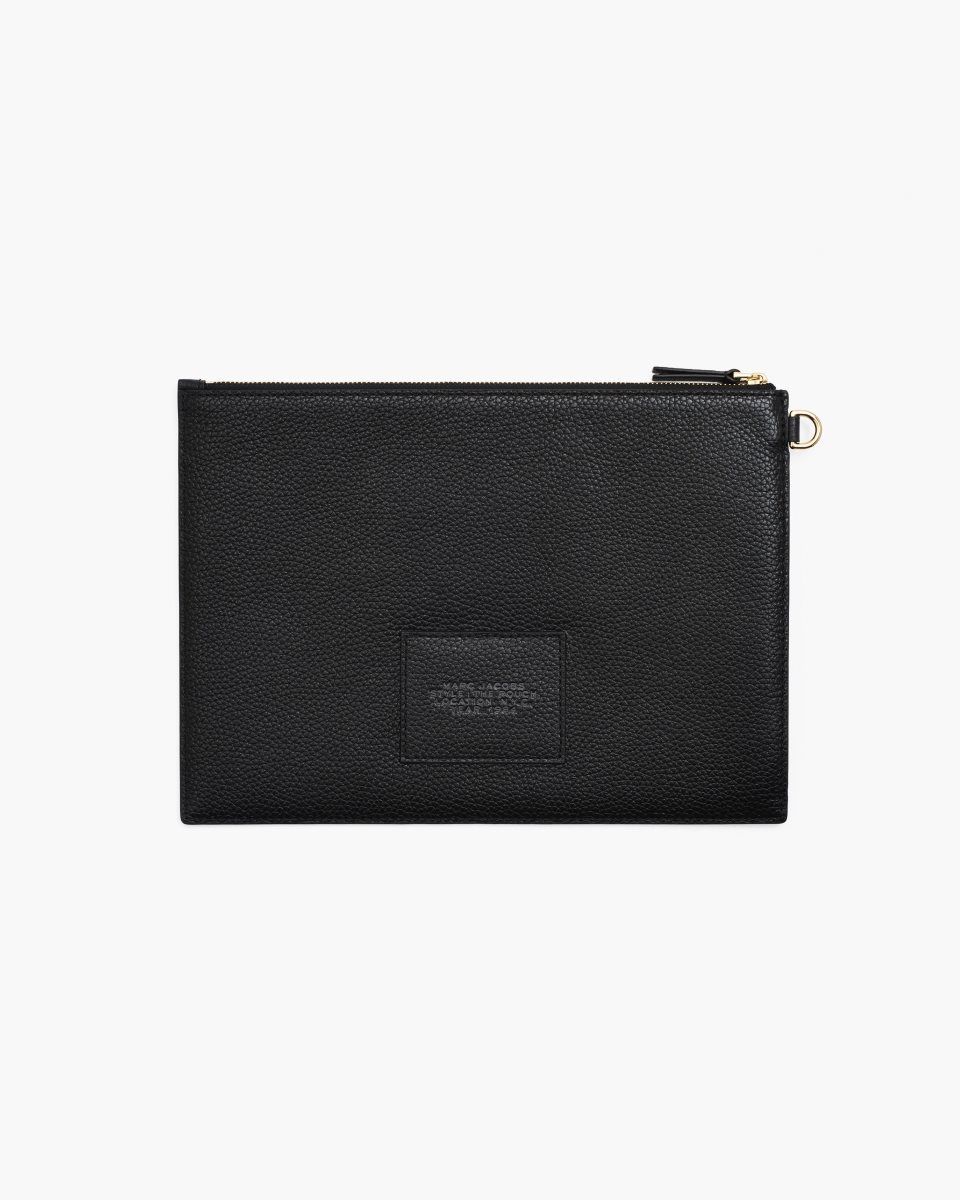 Marc Jacobs The Leather Large Pouch Black | 15BFGMTQL