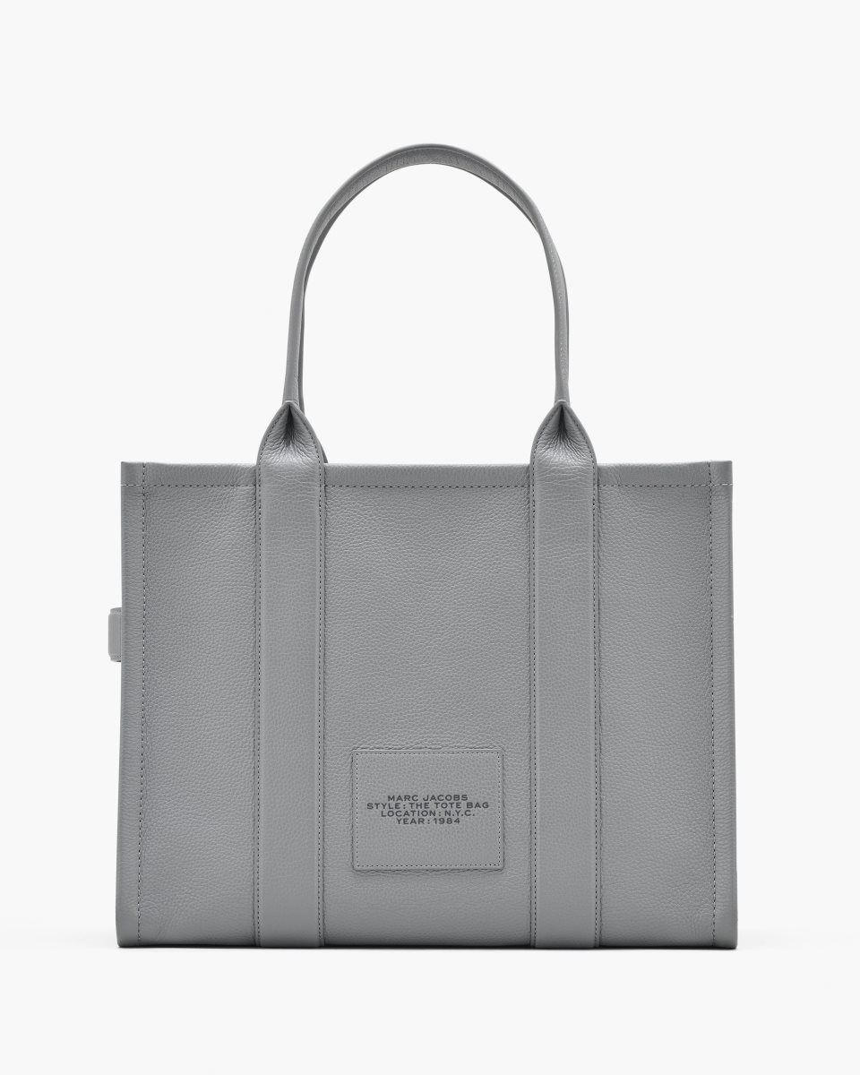 Marc Jacobs The Leather Large Tote Bag Grey | 81HFBLETJ