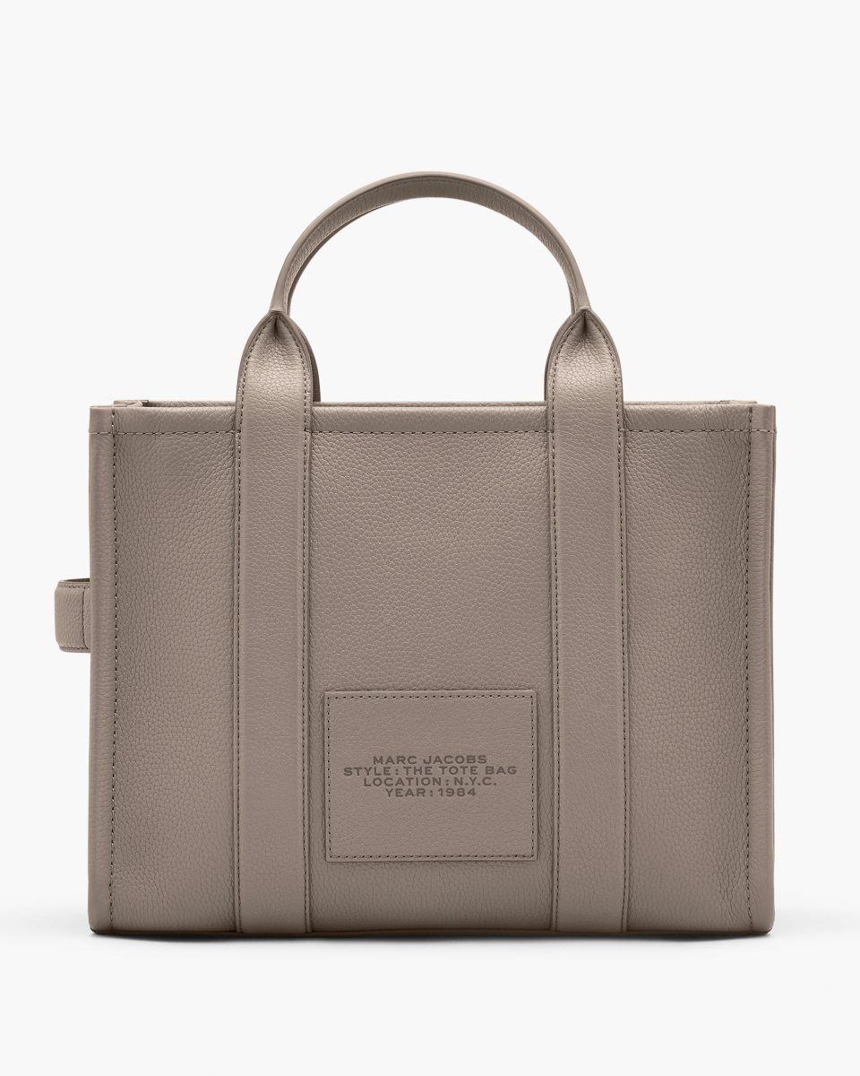 Marc Jacobs The Leather Medium Tote Bag Cement | 57VKAJOSF