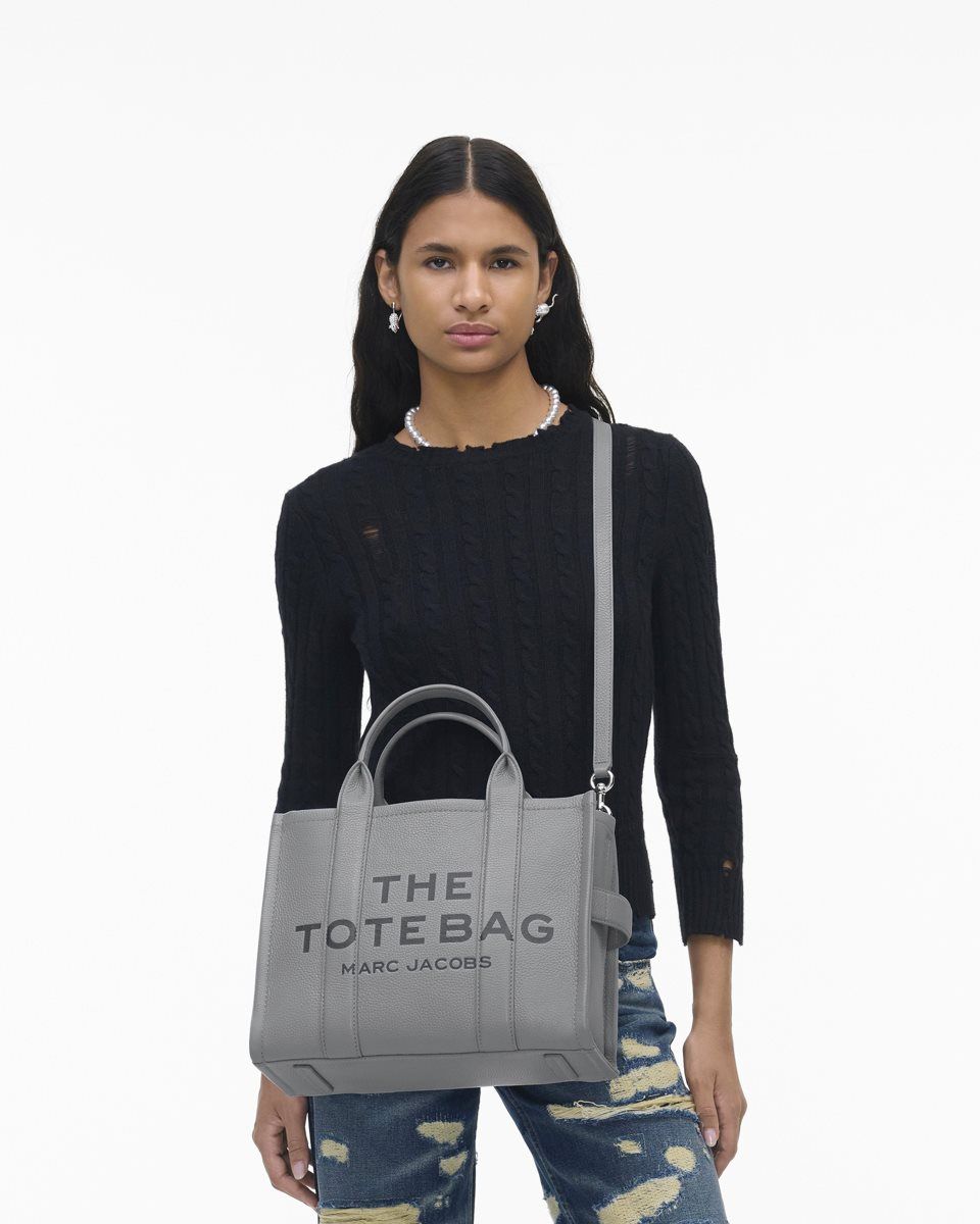 Marc Jacobs The Leather Medium Tote Bag Grey | 30XGSOZIB