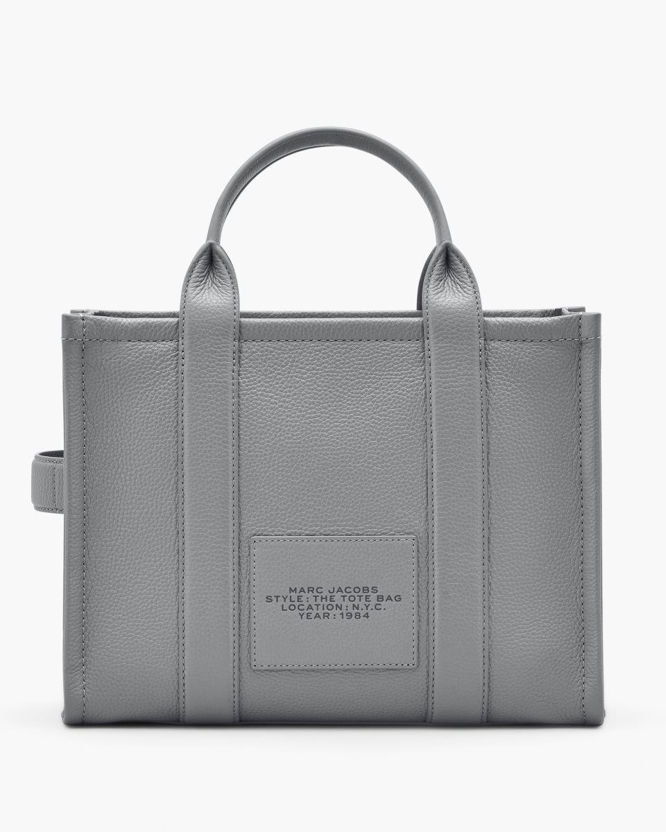 Marc Jacobs The Leather Medium Tote Bag Grey | 30XGSOZIB