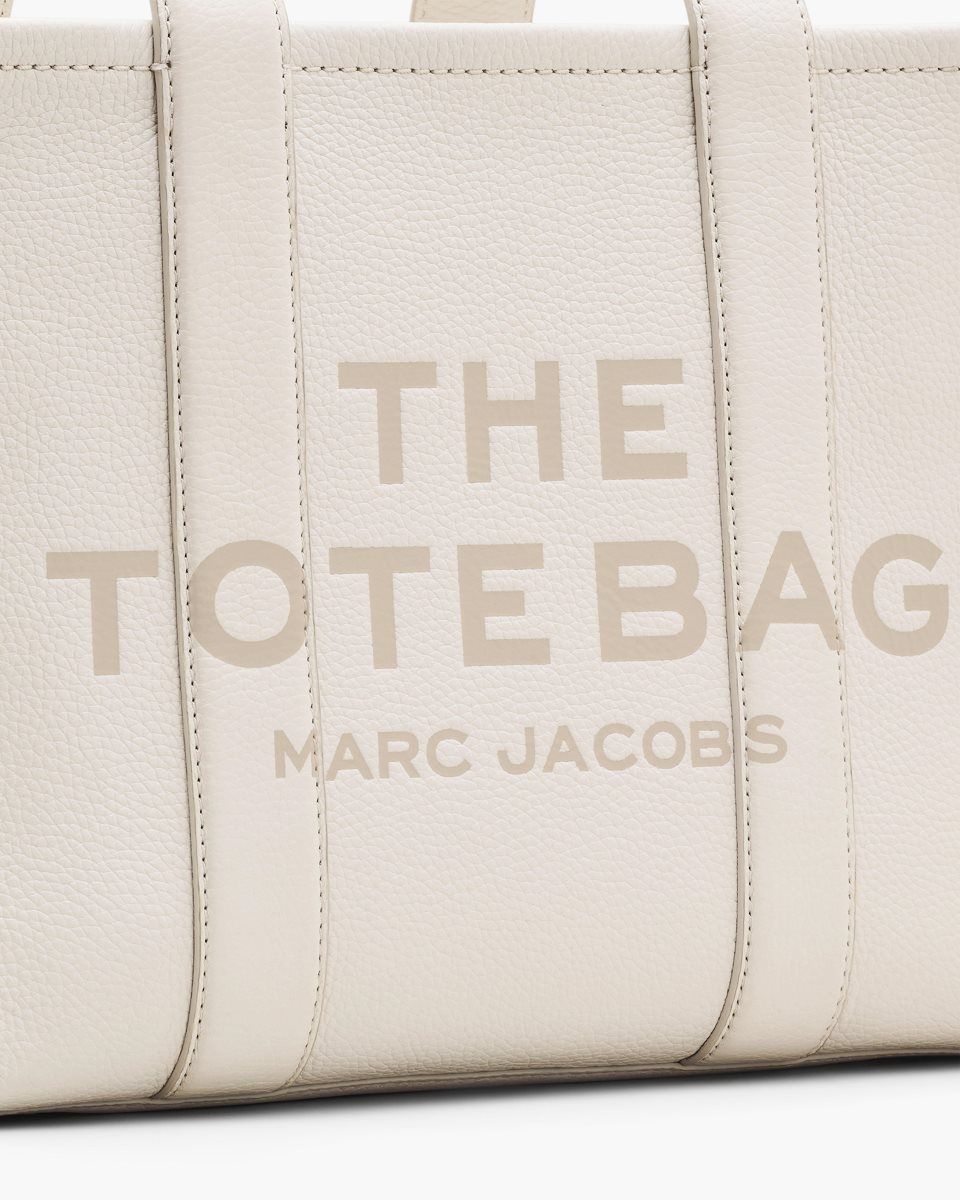 Marc Jacobs The Leather Medium Tote Bag Silver | 93MRUKTCN