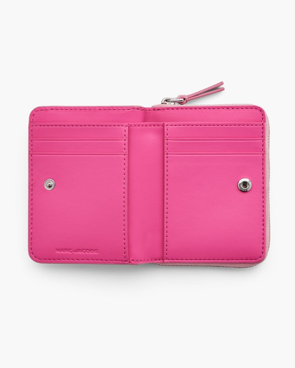 Marc Jacobs The Leather Mini Compact Wallet Pink | 67CJMYSDH