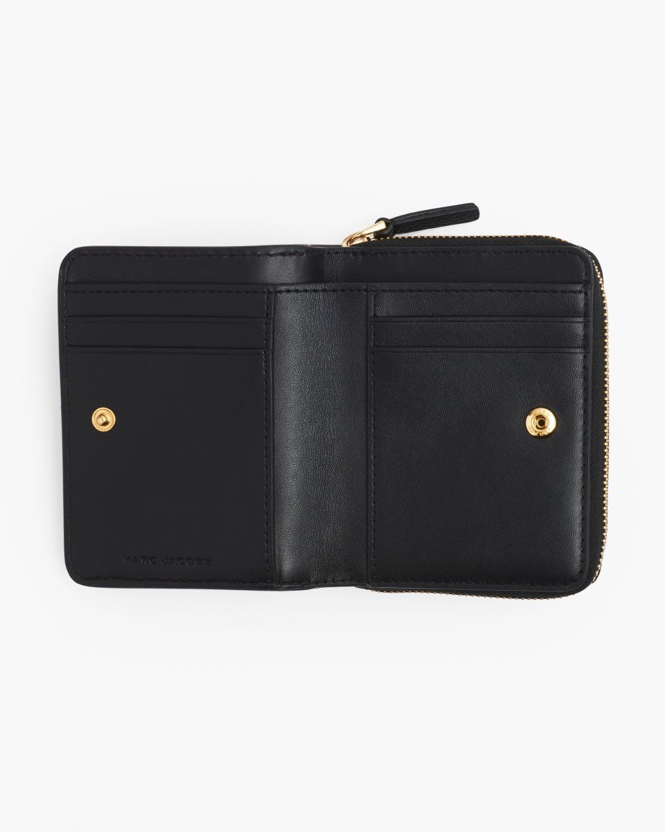 Marc Jacobs The Leather Mini Compact Wallet Black | 05UVXTCSF