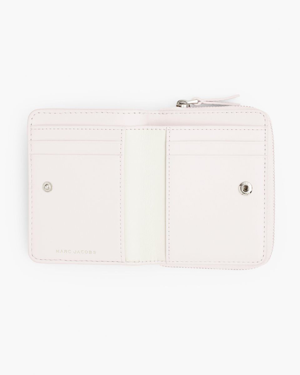 Marc Jacobs The Leather Mini Compact Wallet Cotton | 83TUCGKNJ