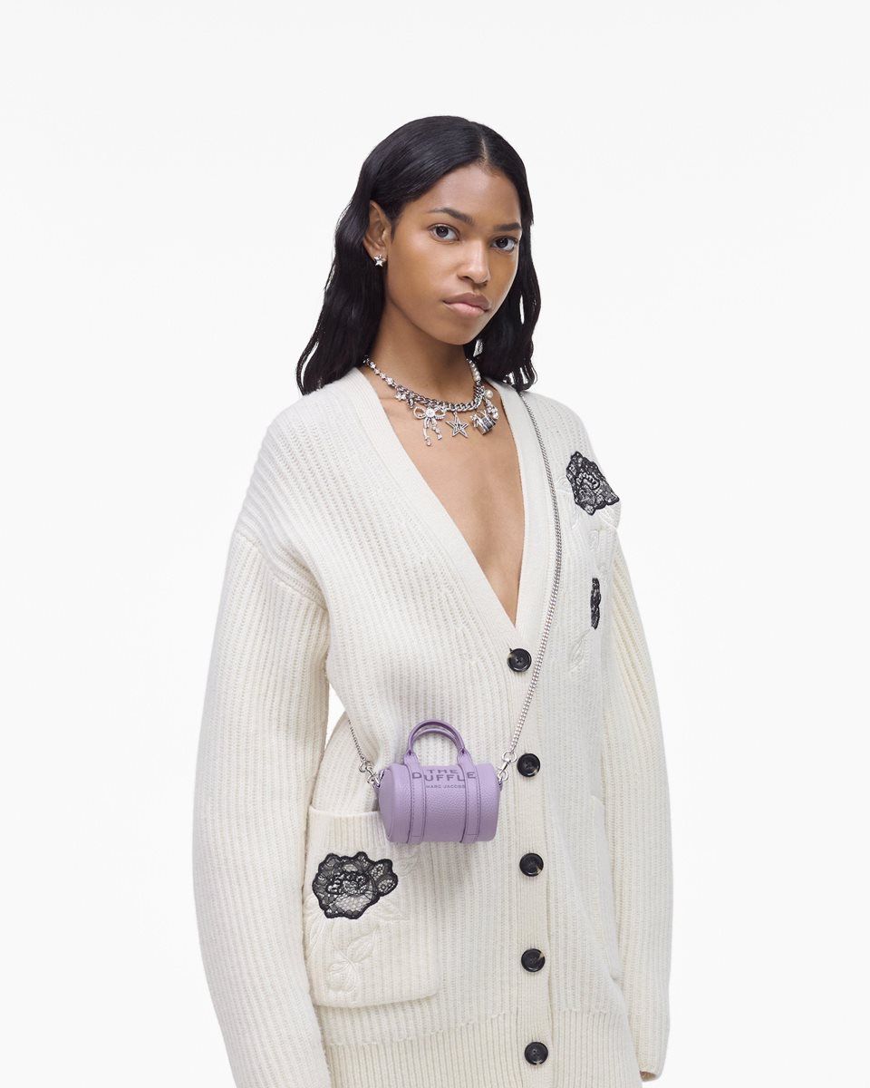 Marc Jacobs The Leather Nano Duffle Crossbody Purple | 91XCVINPZ