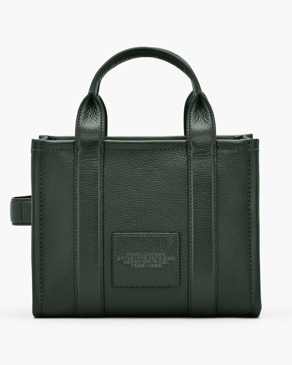 Marc Jacobs The Leather Small Tote Bag Dark Green | 92TQPRGMN