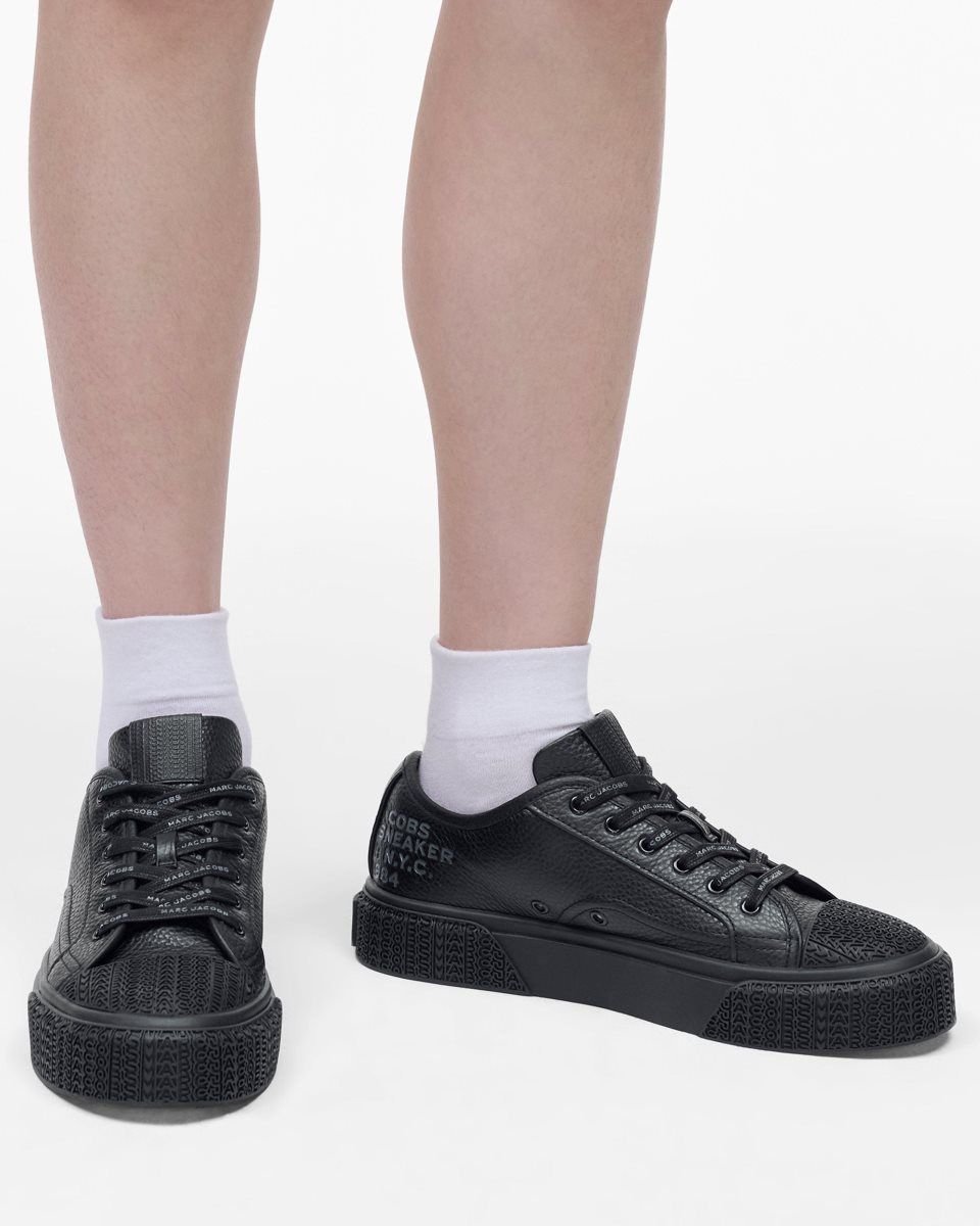 Marc Jacobs The Leather Sneaker Black | 92LKNQUGY