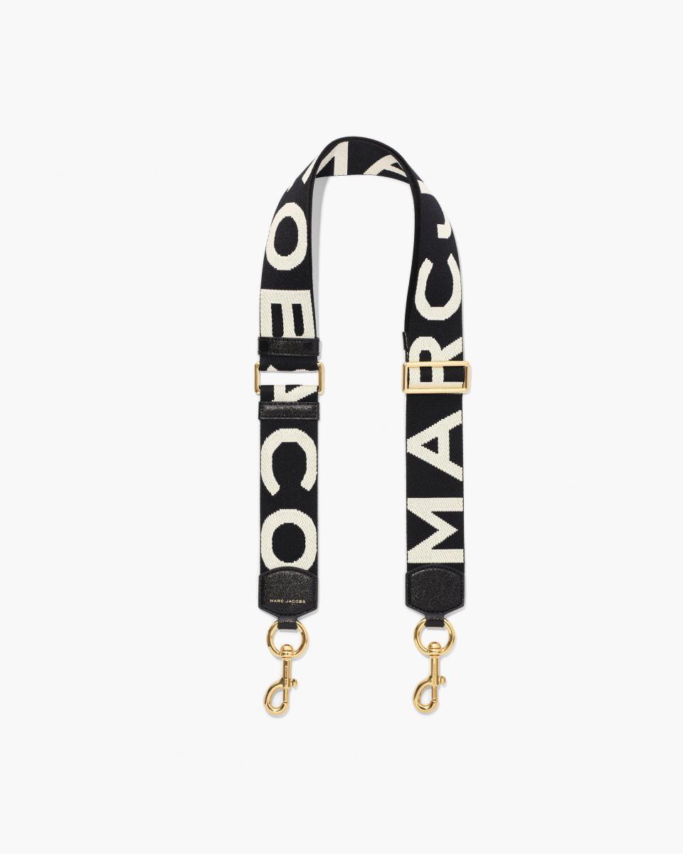 Marc Jacobs The Logo Webbing Strap Black / White | 97HEOZBMN