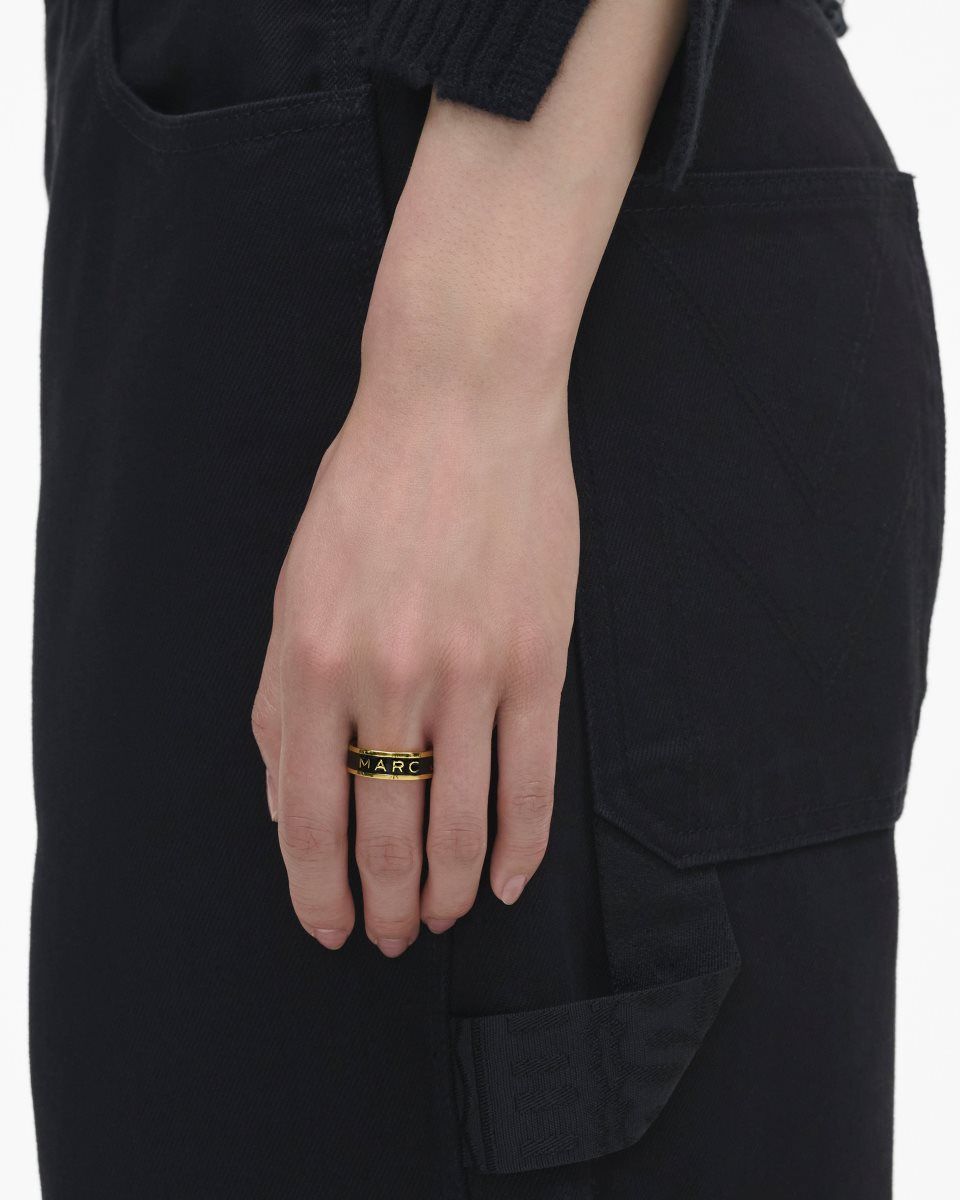 Marc Jacobs The Marc Jacobs Enamel Ring Gold / Black | 30HNEPXKB