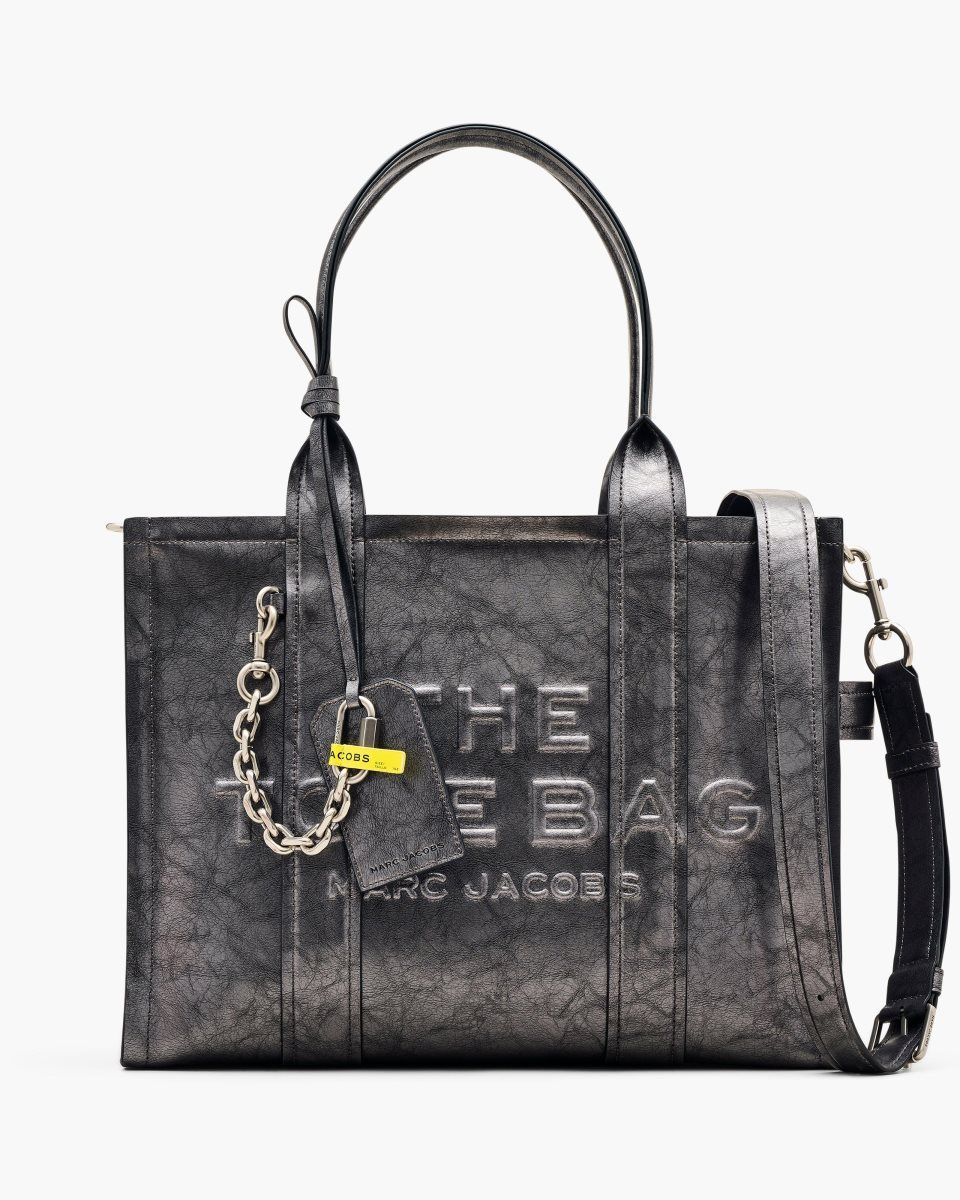 Marc Jacobs The Metallic Distressed Large Tote Bag Dark Grey | 43KHYTJDF