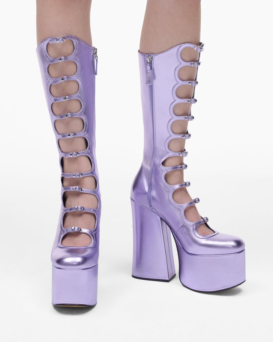 Marc Jacobs The Metallic Kiki Knee High Boot Purple | 97IRGUAEN